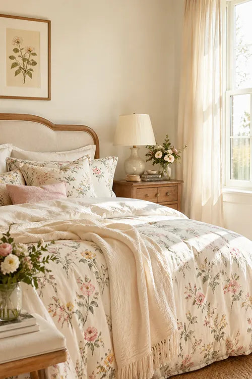 How to Create a Pastoral Spring Bedroom with Floral Bedding