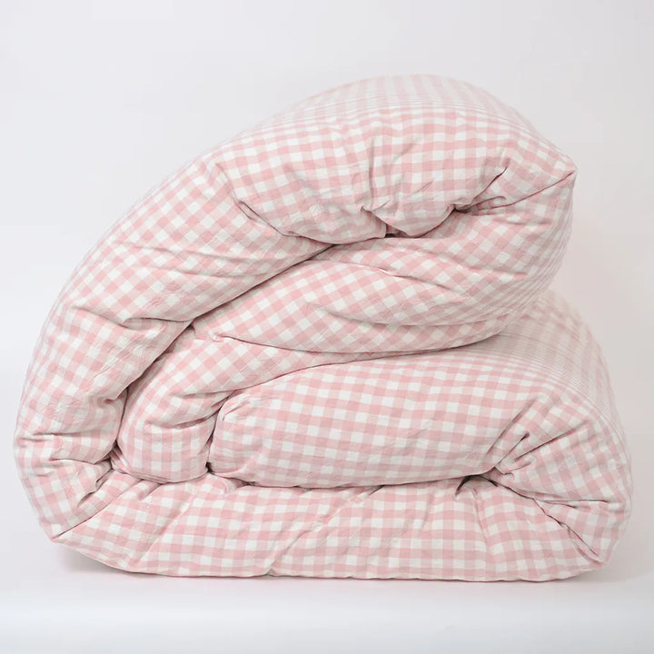 Cotton Small Gingham Duvet Cover - Navy