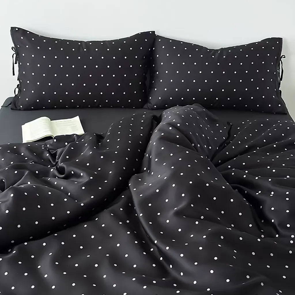 Black Polka Dot Tencel Bedding Set