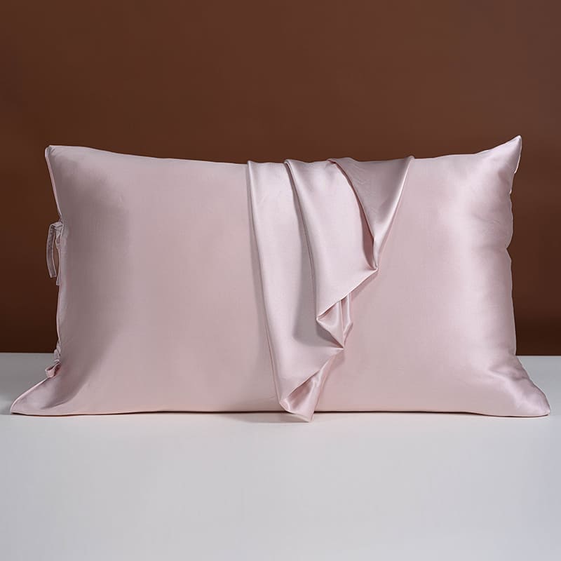 25 Momme Silk Pillowcase with Bow Ties - Pink
