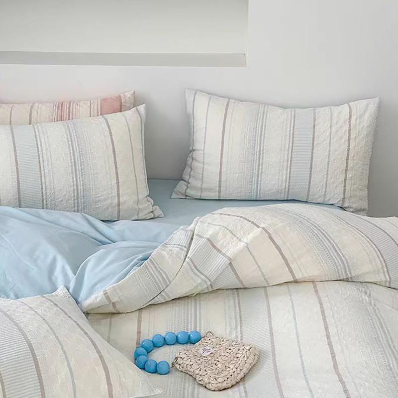 Asymmetry Jacquard Bedding Set - Blue