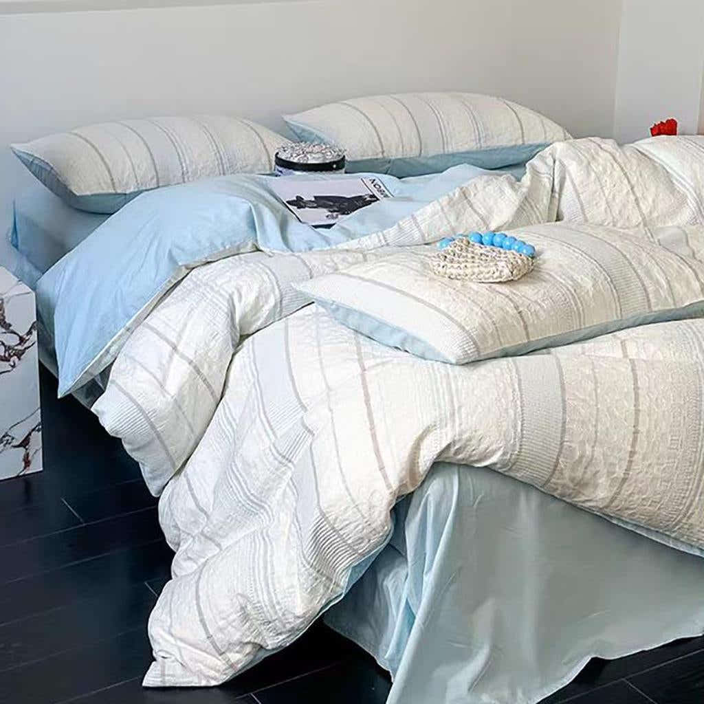 Asymmetry Jacquard Duvet Cover - Pink