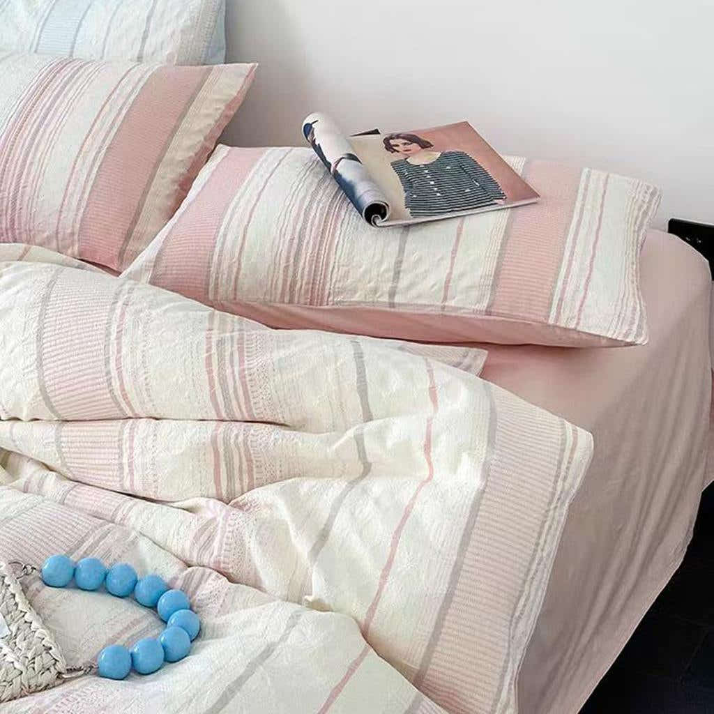 Asymmetry Jacquard Duvet Cover - Pink