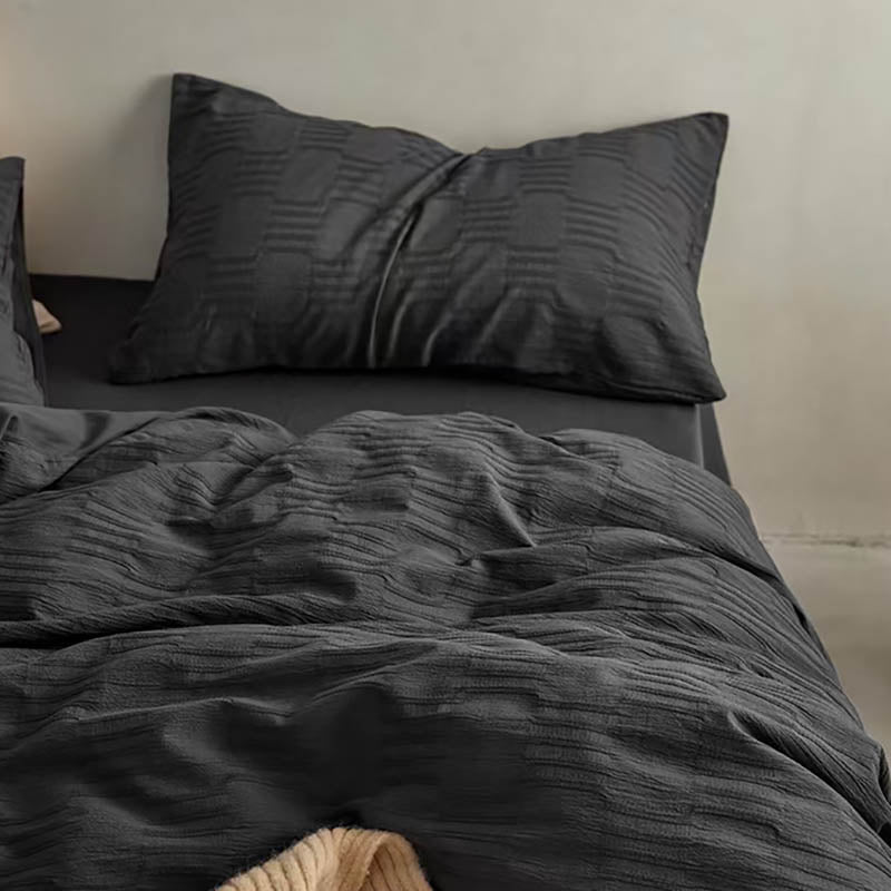 Black Seersucker Bedding Set