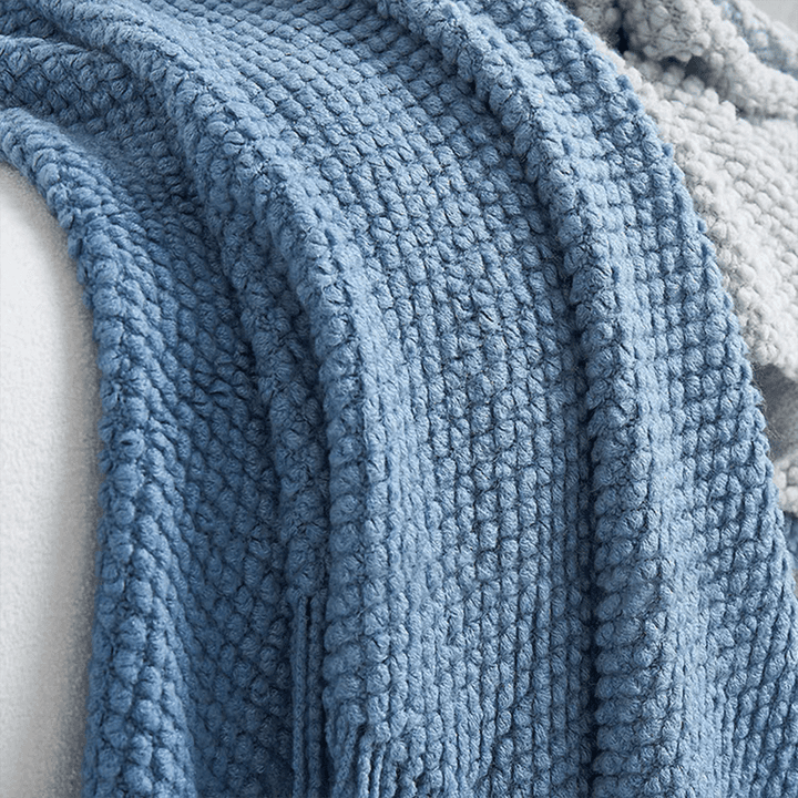 Blue Ombre Knit Blanket