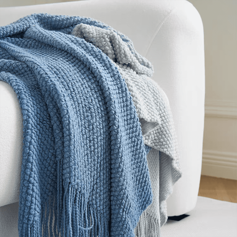 Blue Ombre Knit Blanket