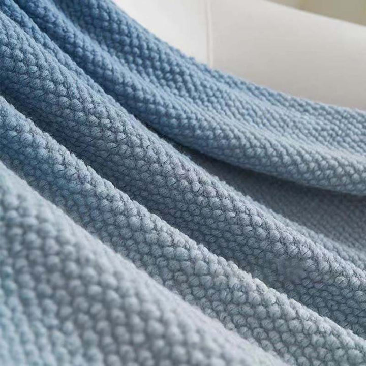 Blue Ombre Knit Blanket