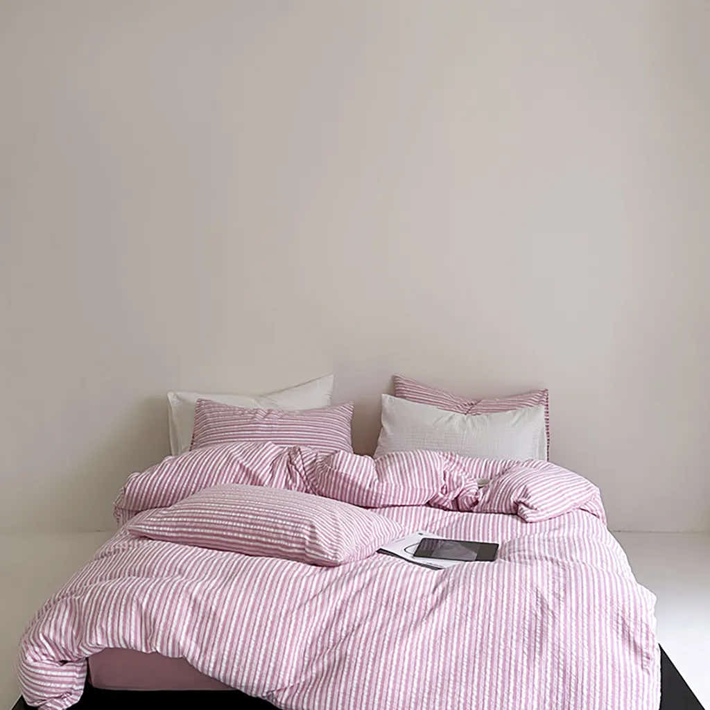 Bubble Pink Stripes Bedding Set