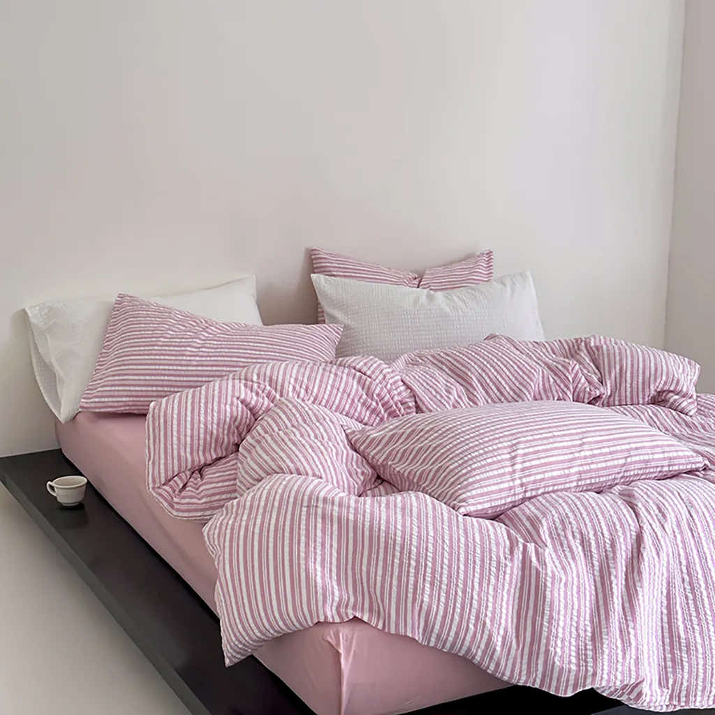 Bubble Pink Stripes Bedding Set