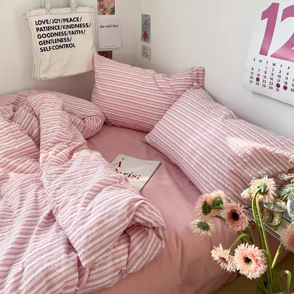 Bubble Pink Stripes Duvet Cover