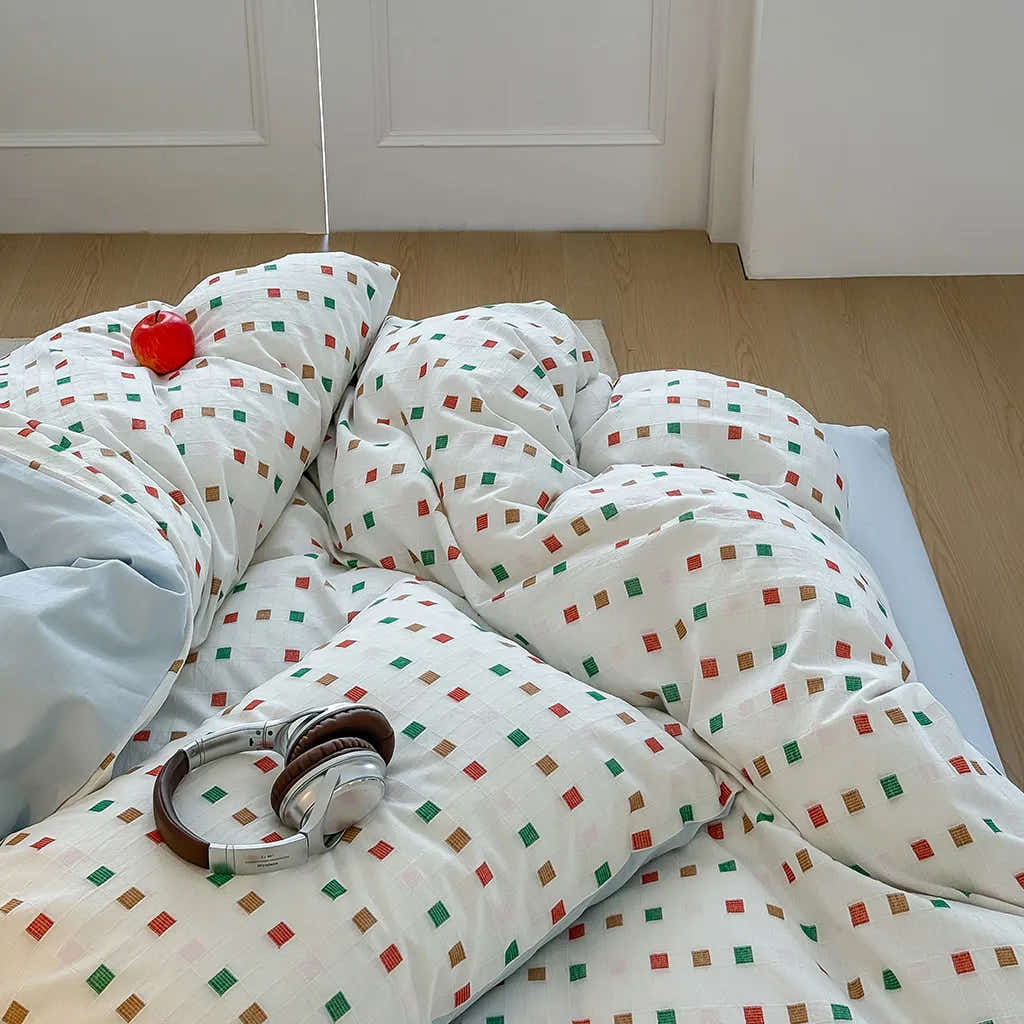 Check Jacquard Duvet Cover