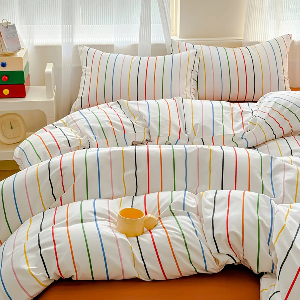 Parure de lit à rayures joyeuses