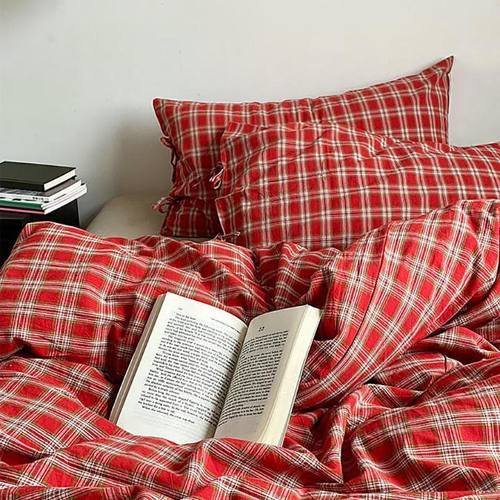 Christmas Red Plaid Duvet Cover