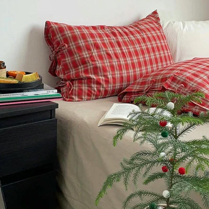 Christmas Red Plaid Bedding Set