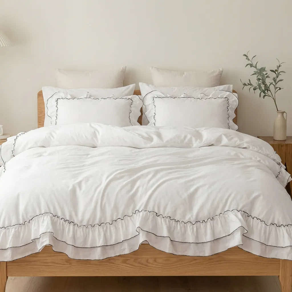 Classic Contrast Ruffle Bedding Set