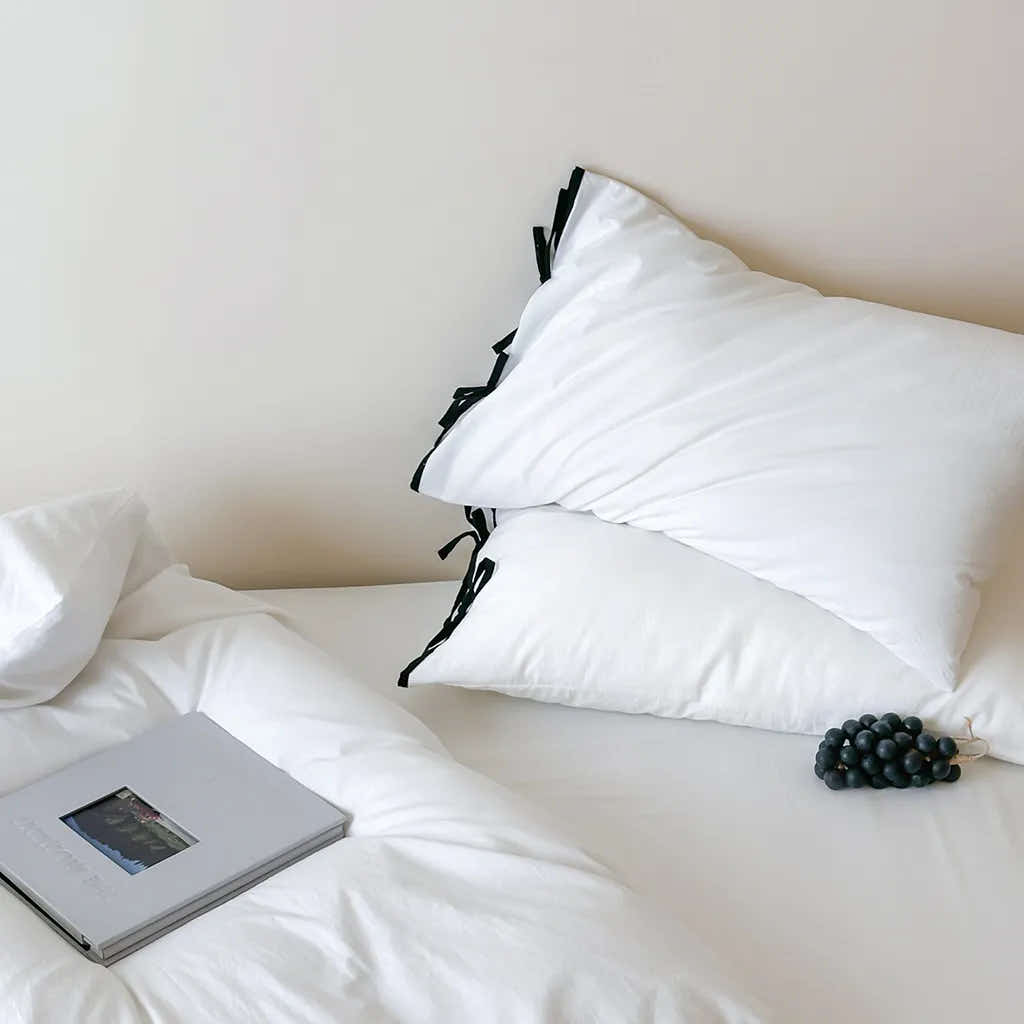 Contrast Bow Cotton Duvet Cover