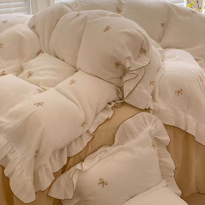 Coquette Bow Embroidery Bedding Set