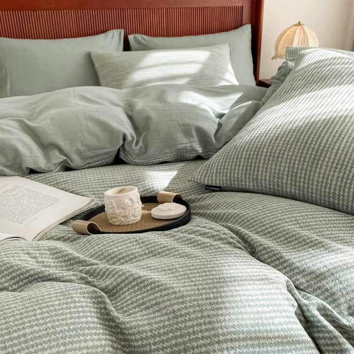 Cotton Houndstooth Jacquard Farmhouse Duvet Cover