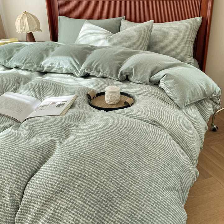 Cotton Houndstooth Jacquard Farmhouse Duvet Cover