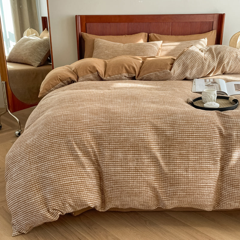 Cotton Houndstooth Jacquard Farmhouse Duvet Cover