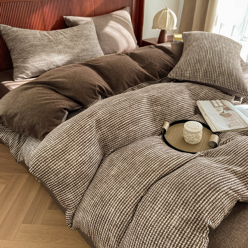 Cotton Houndstooth Jacquard Farmhouse Duvet Cover