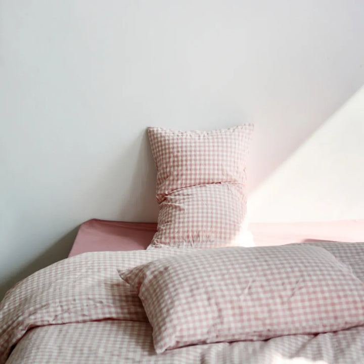 Cotton Small Gingham Duvet Cover - Blue