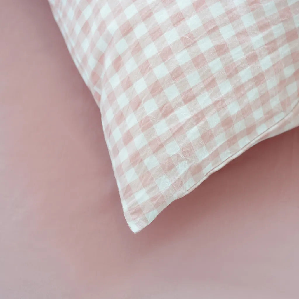 Cotton Small Gingham Duvet Cover - Blue