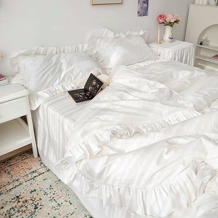 Delicate Handmade Ruffle Duvet Cover Set