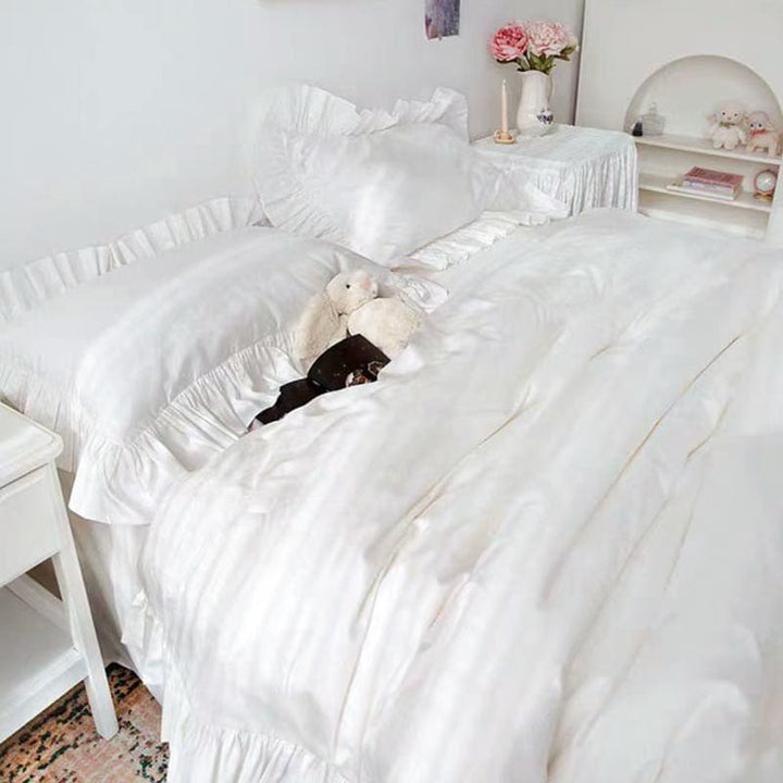 Delicate Handmade Ruffle Duvet Cover Set