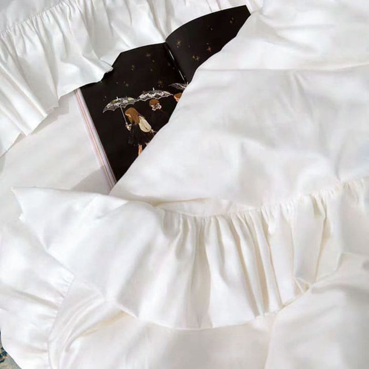 Delicate Handmade Ruffle Duvet Cover Set