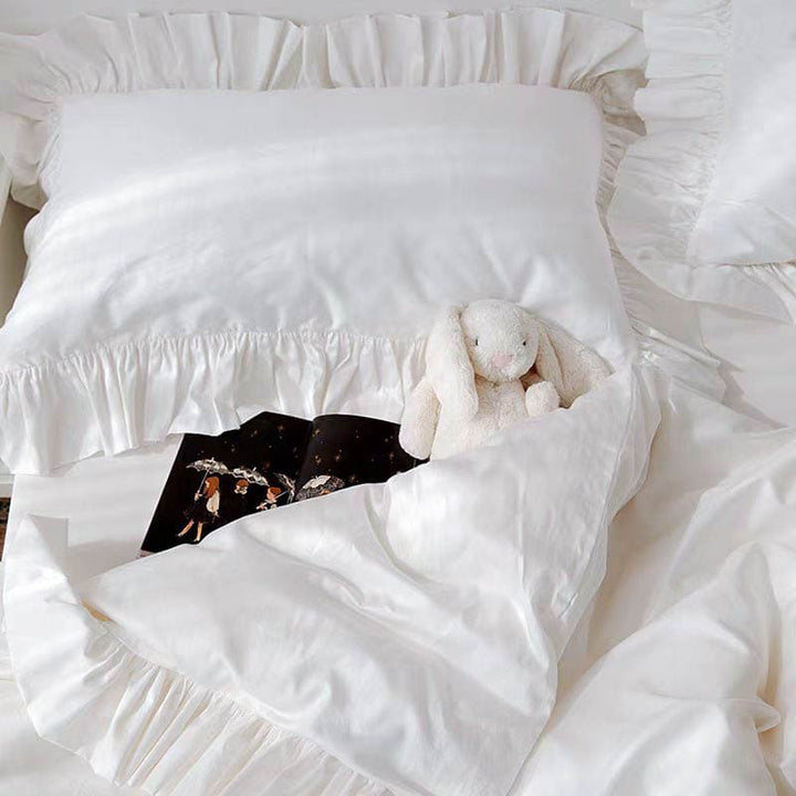 Delicate Handmade Ruffle Duvet Cover Set