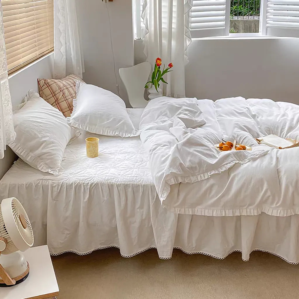 Delicate Handmade Ruffle Duvet Cover Set
