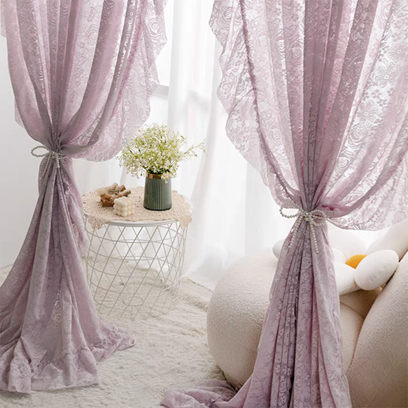 Elegant Lavender Lace Sheer Curtain