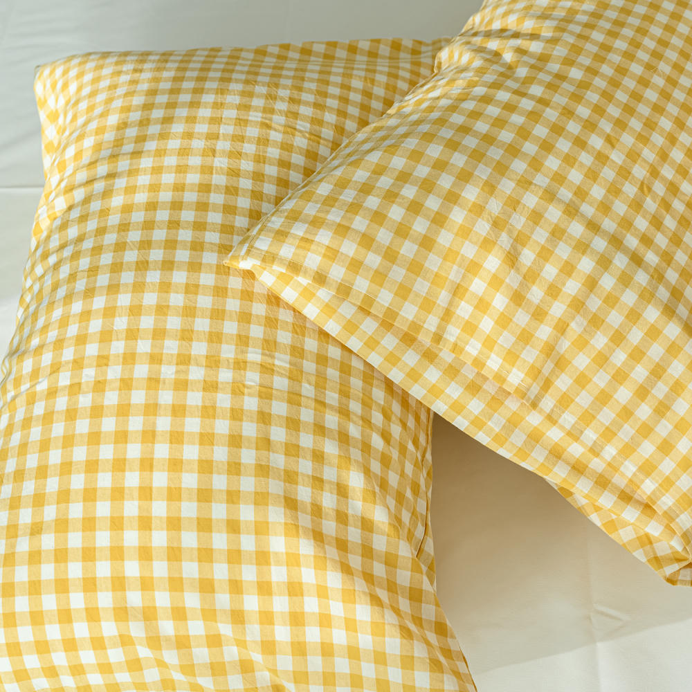 Cotton Small Gingham Pillowcases - Yellow