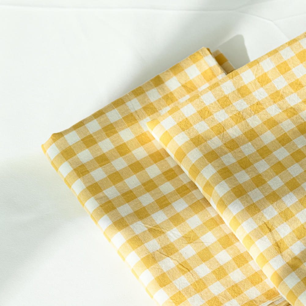 Cotton Small Gingham Pillowcases - Yellow