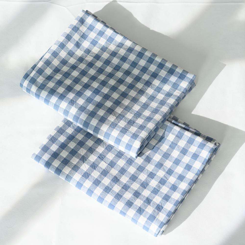 Cotton Small Gingham Pillowcases - Baby Blue