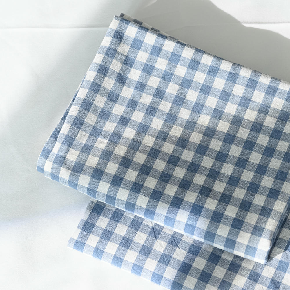 Cotton Small Gingham Pillowcases - Baby Blue