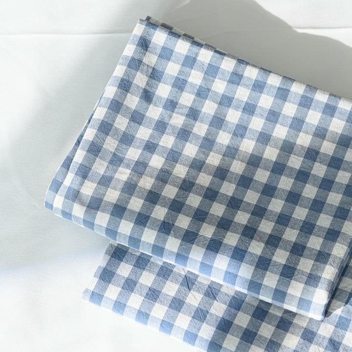 Cotton Small Gingham Pillowcases - Baby Blue.