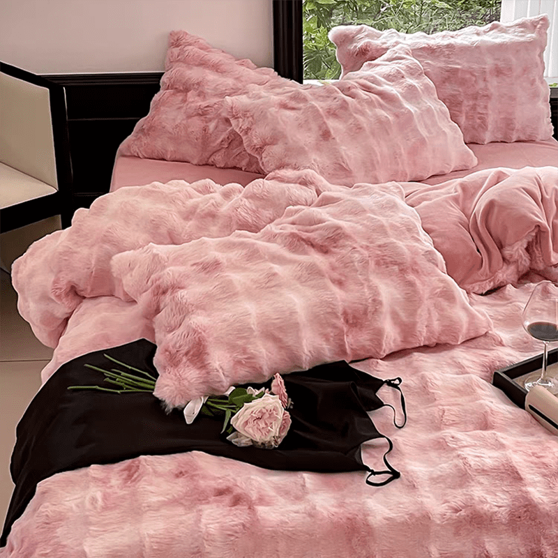 Faux Fur Tie-dye Bedding Set