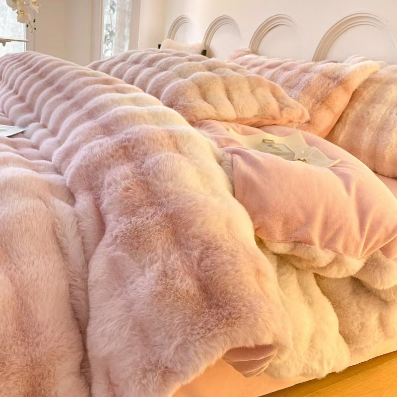 Fluffy Faux Fur Bedding Set.