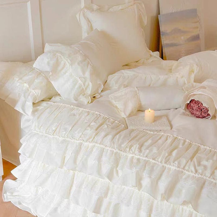 French Princess Lace Ruffled Bedding Set