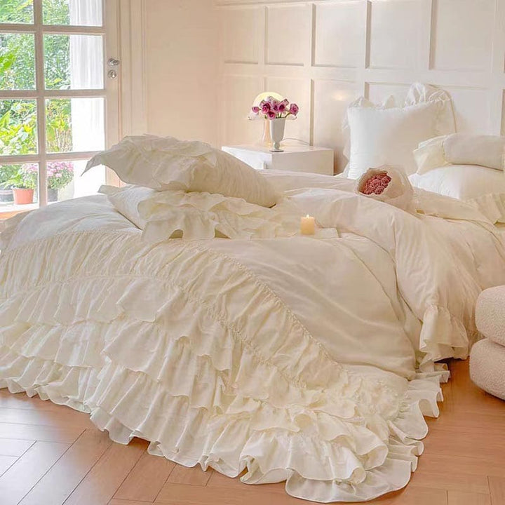 French Princess Lace Ruffled Bedding Set