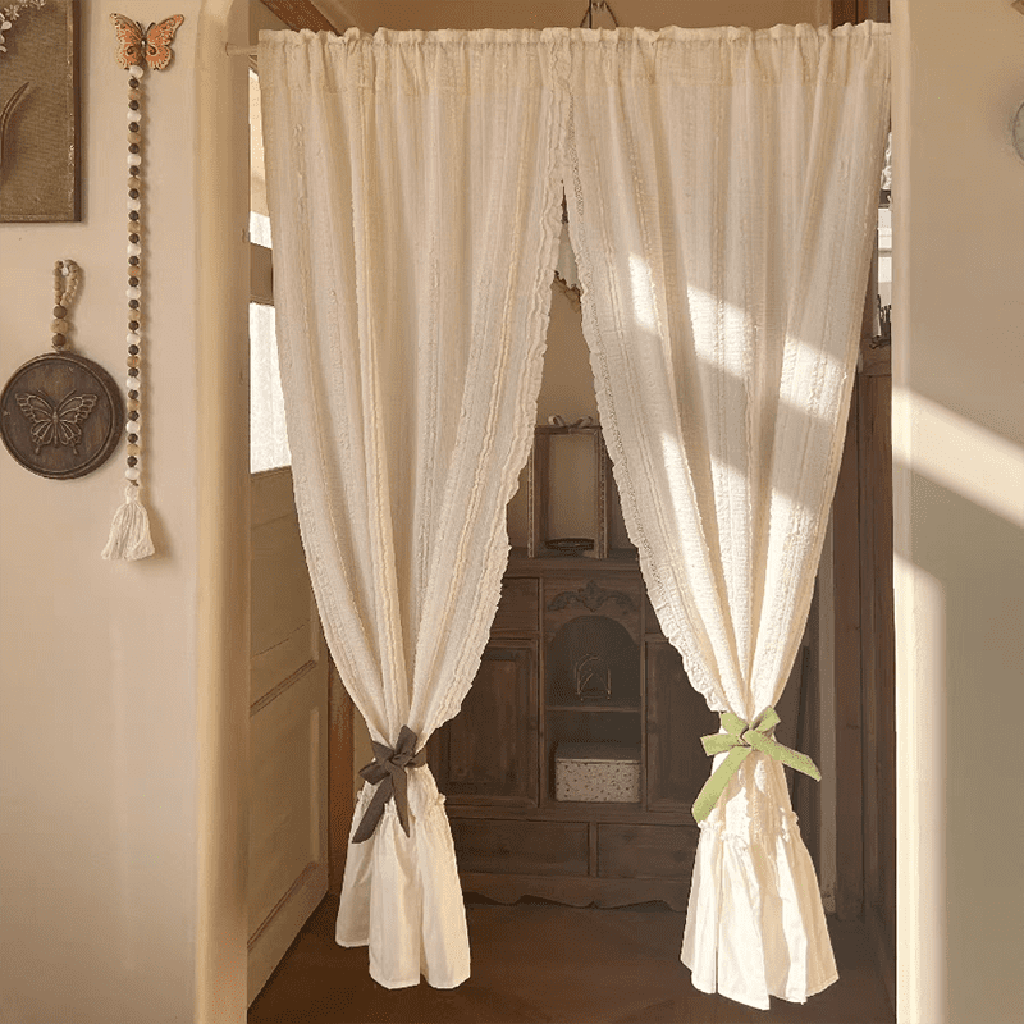 French Ruffle Cream Curtain