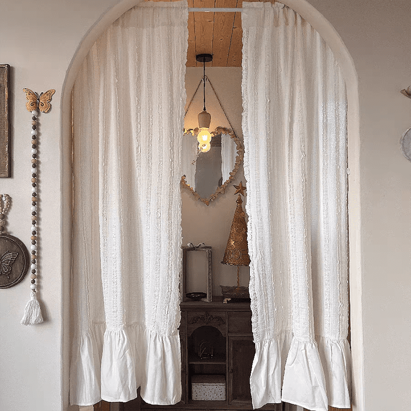 French Ruffle Cream Curtain