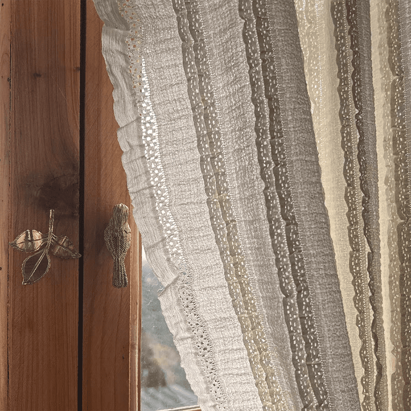 French Ruffle Cream Curtain