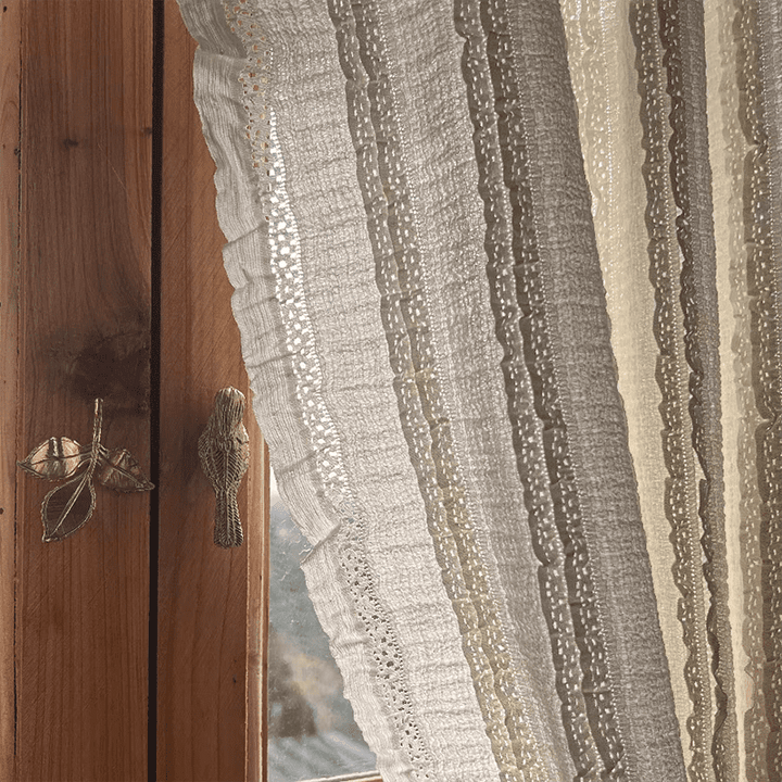 French Ruffle Cream Curtain