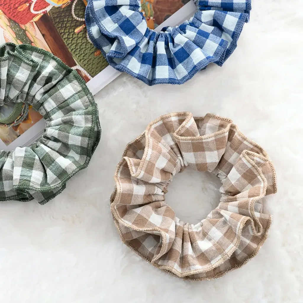 Handmade Layered Gingham Scrunchie