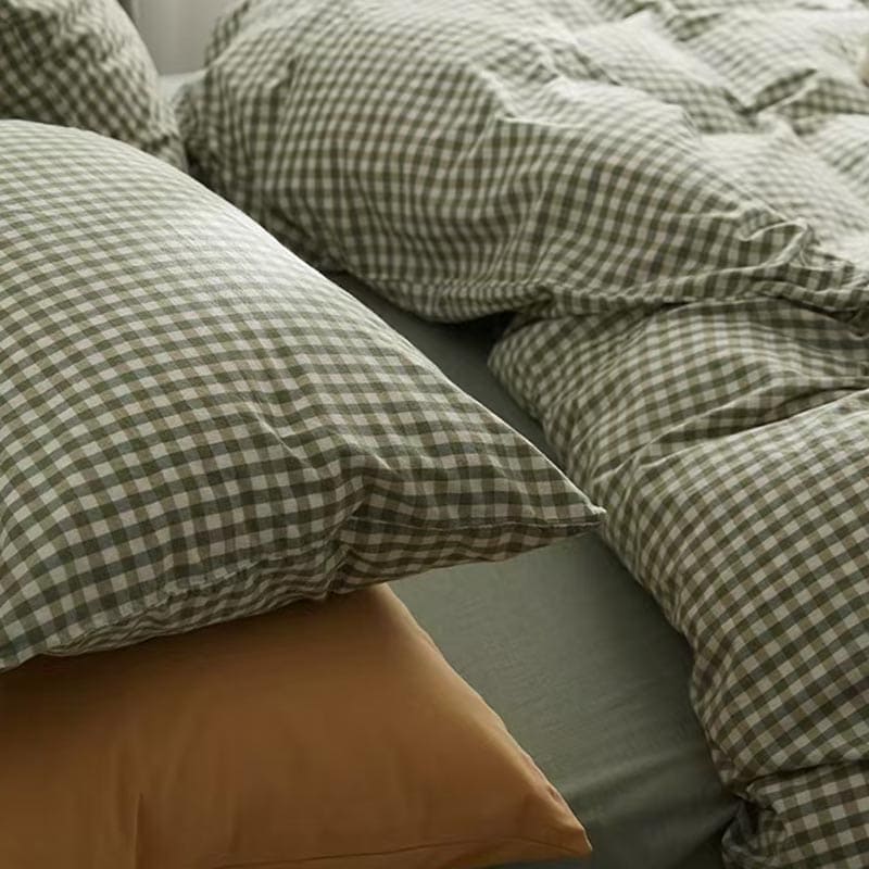 Green Gingham Duvet Cover Set