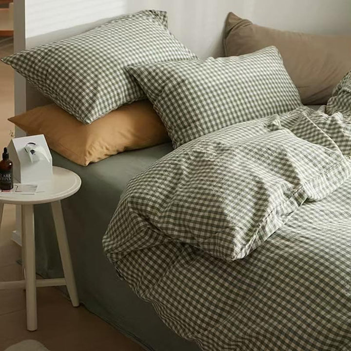 Green Gingham Duvet Cover Set.