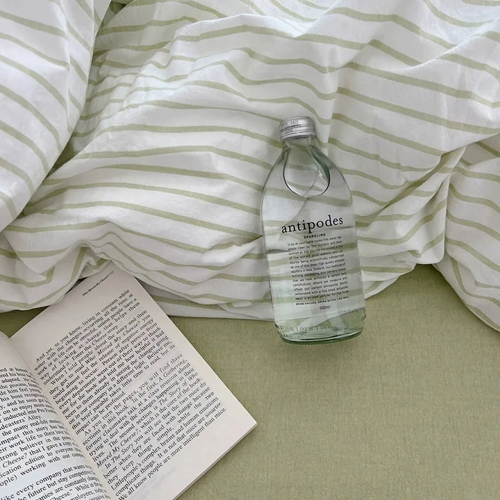 Green Striped Duvet Cover